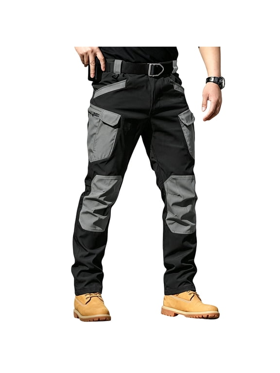 Cargo Work Pants for Men with Stretch Fabric Black L