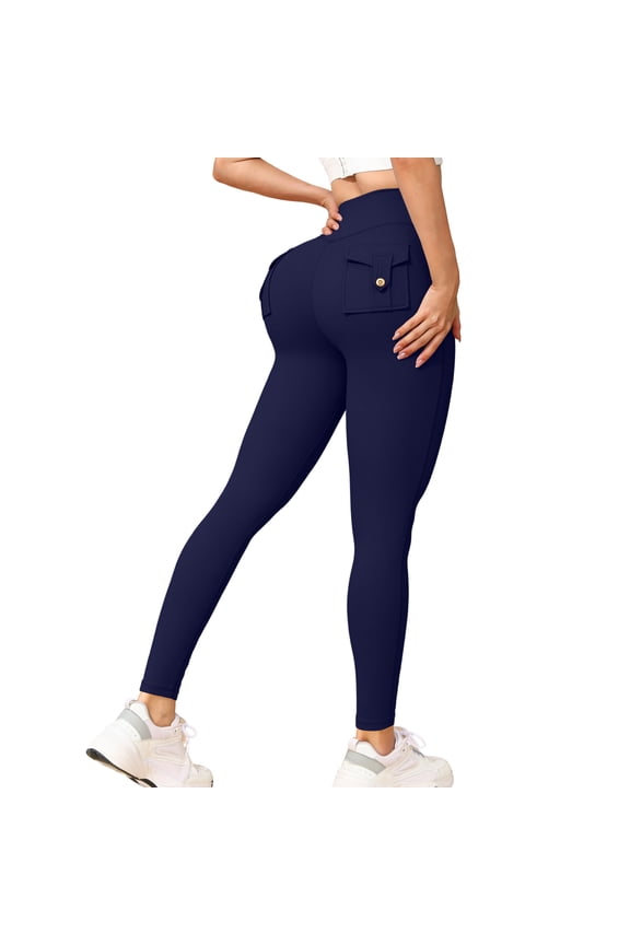 Cargo Yoga Leggings with Pockets for Women Tummy Control Butt Lifting Leggings High Waisted Workout Yoga Pants