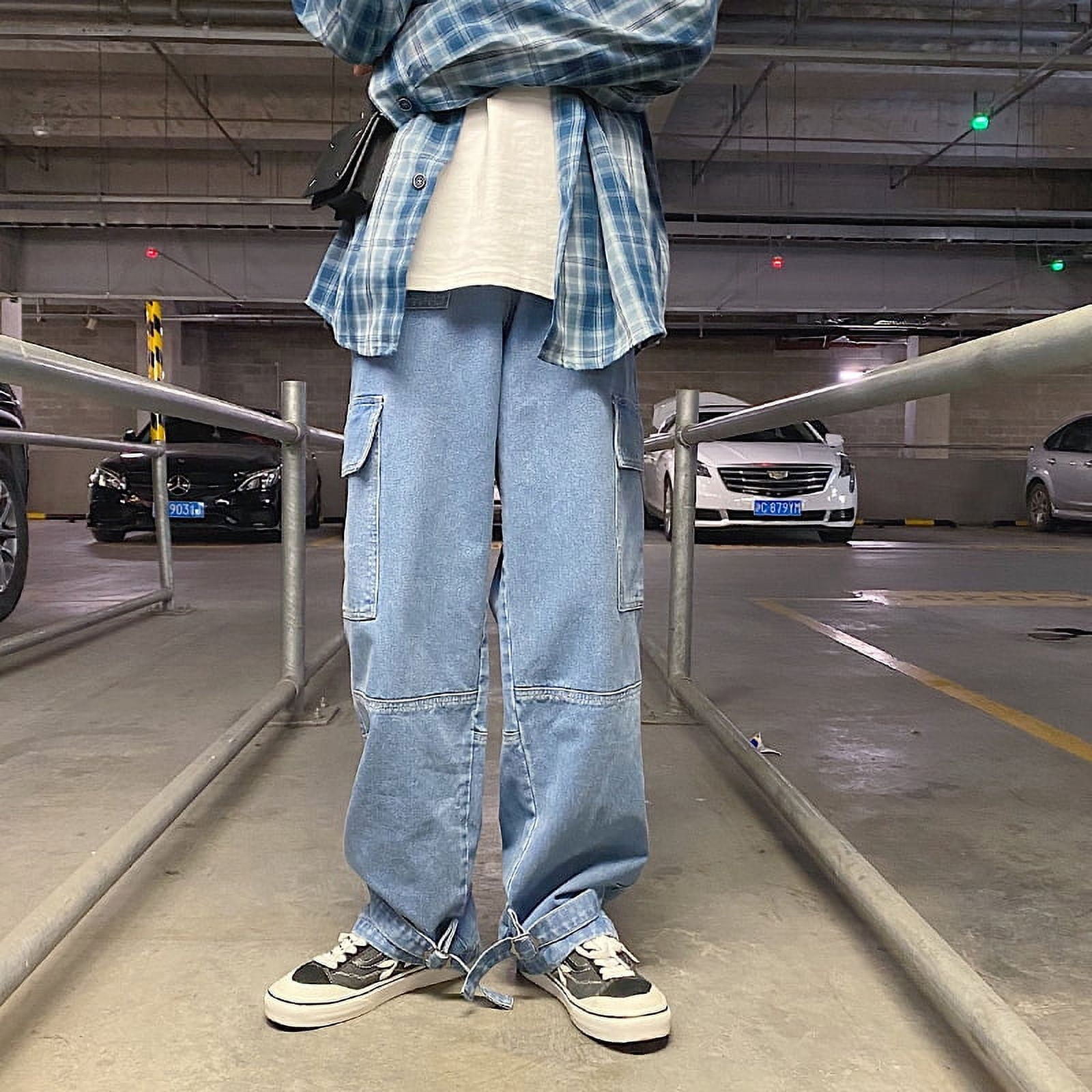 Men's Cargo Wide Leg Denim Jeans