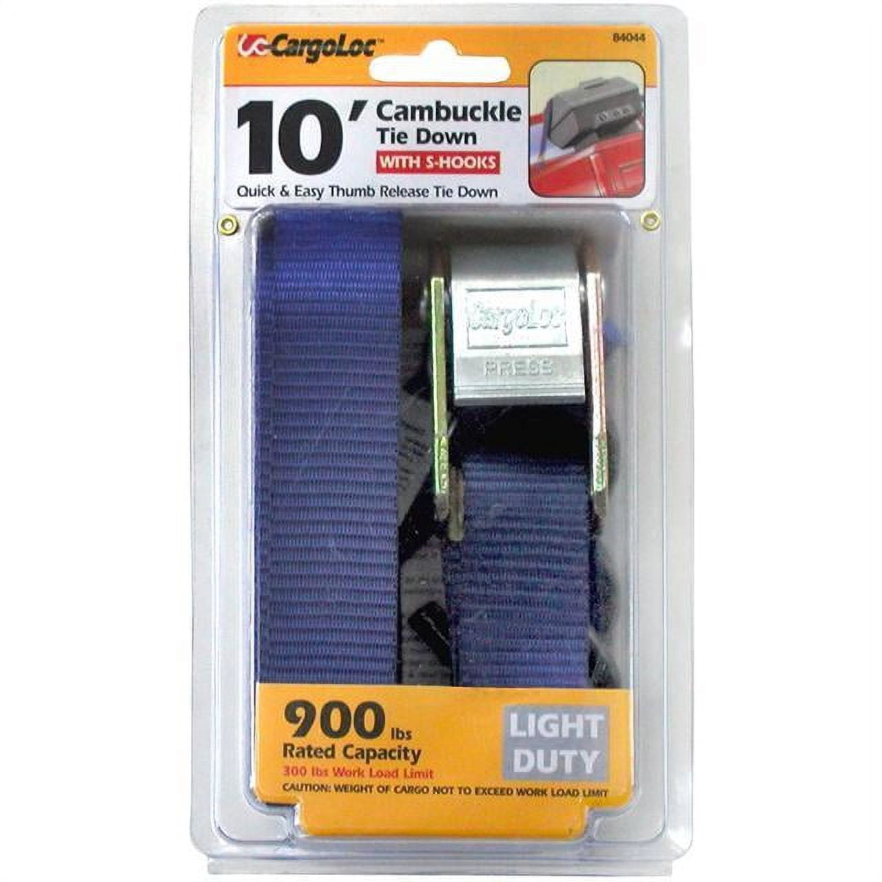 Allied International 84044 Blue Cambuckle Tie Down with S Hooks- 10 ft.