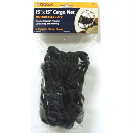 CargoLoc 84060 Motorcycle/ATV Cargo Net 15 inch by 15 inch by 6 hooks
