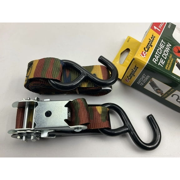 Cargoloc 32573 8' Ratchet Tie Down Straps W/ Coated S Hooks - 1000Lbs