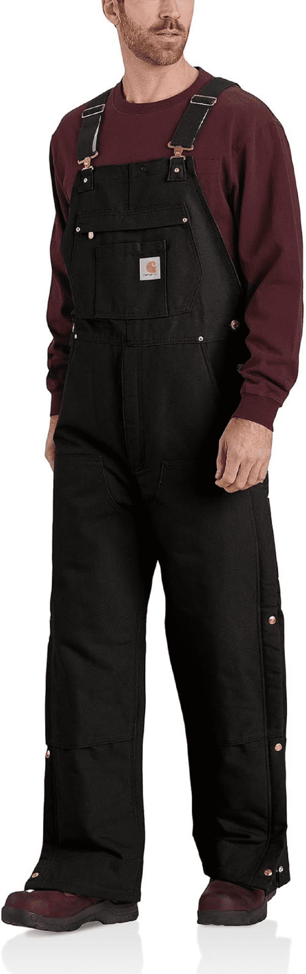 Carhartt 106672-BLK Firm Duck Loose-Fit Insulated Bib Overalls for