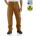 thumbnail image 1 of Carhartt B01BRN Men's Firm Duck Double-Front Dungaree Pants, C. Brown, S40X32, 1 of 5