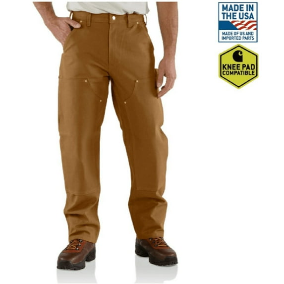 Carhartt B01BRN Men's Firm Duck Double-Front Dungaree Pants, C. Brown, S40X32