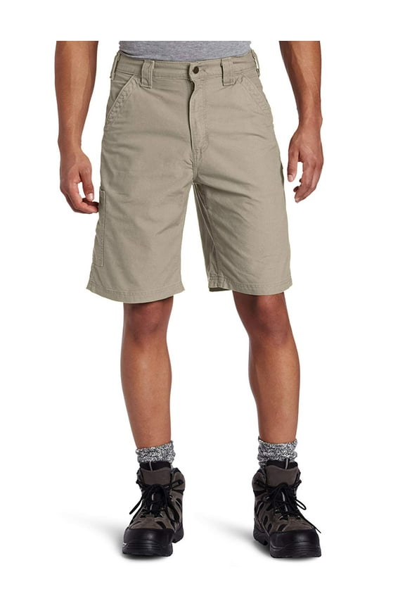 B147DKH Men's Mid-Rise Canvas Work Shorts, Cotton, Tan - Size 40