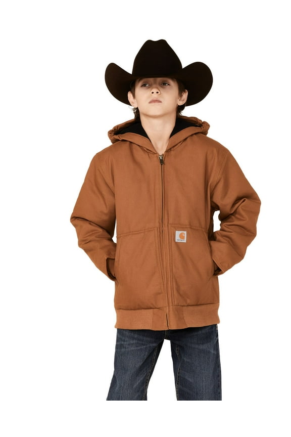 Boys' Little Hooded Flannel Quilt Lined Jacket Brown X-Small US