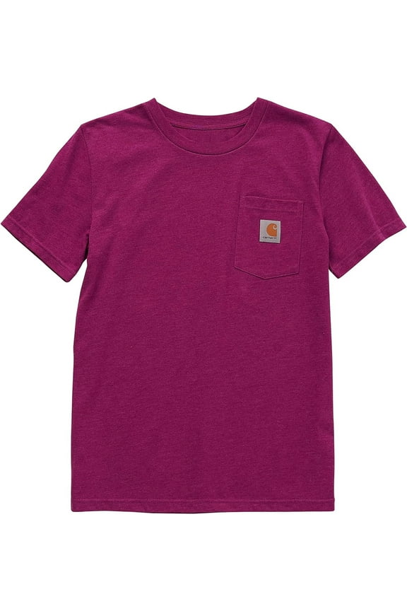 Boys' Little Short-Sleeve Pocket T-Shirt, Magenta Heather, 4