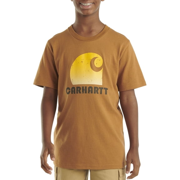 Carhartt Boys' Logo T-Shirt, Large, Carhartt Brown