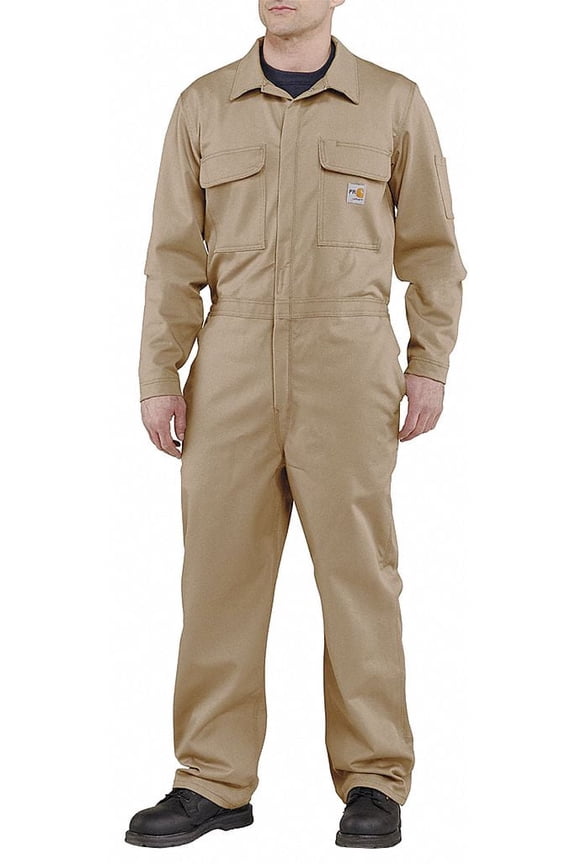 Flame-Resistant Coverall,Khaki,42 REG