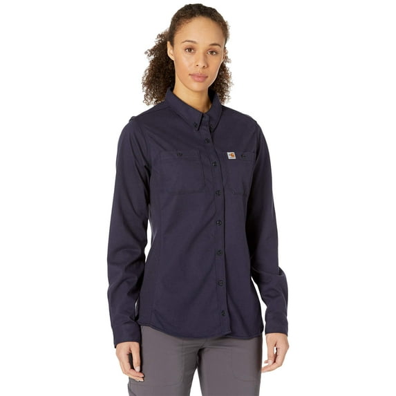 Carhartt Flame-Resistant Force Cotton Hybrid Shirt (Womens, Dark Navy, XL, One Size)