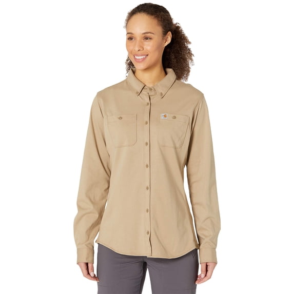 Carhartt Flame-Resistant Force Cotton Hybrid Shirt (Womens, Khaki, XL, One Size)