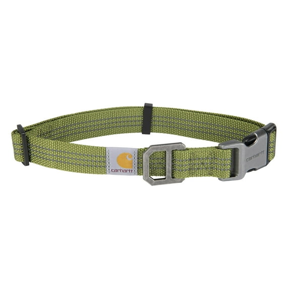 Carhartt Fully Adjustable Nylon Webbing Collars for Dogs, Reflective Stitching for Visibility, Light Moss (Nylon Webbing), Large Light Moss (Nylon Webbing)