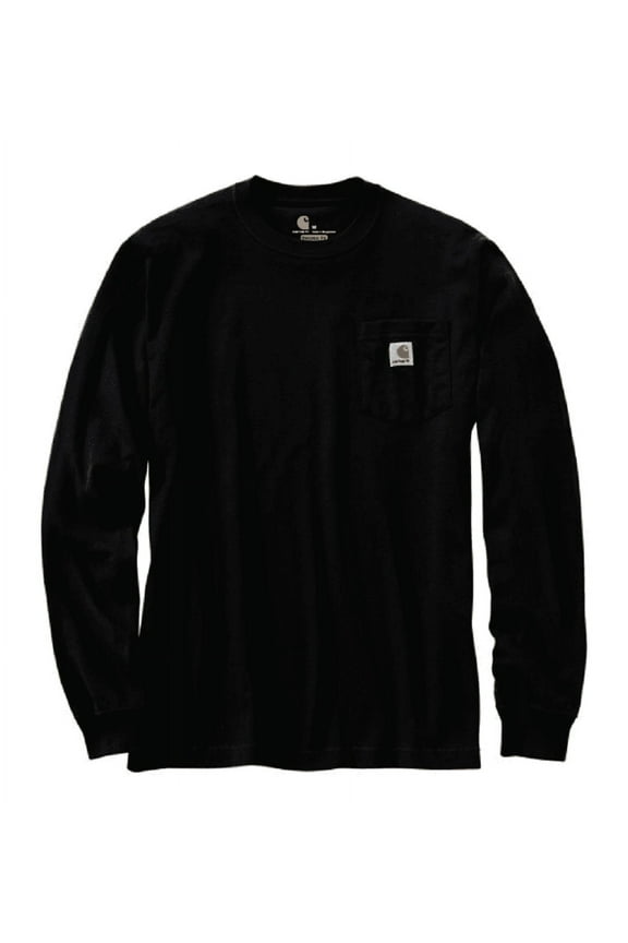K126HTG Men's Long-Sleeve Workwear Pocket T-Shirt, Black, 2XL