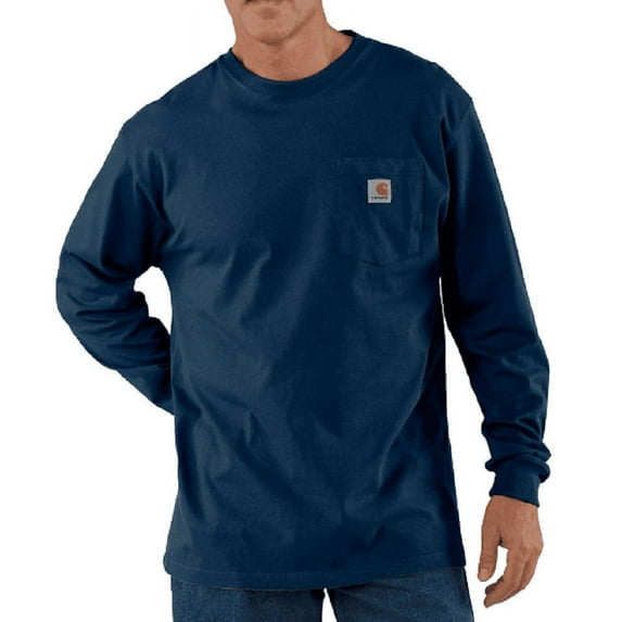 Carhartt K126HTG Men's Long-Sleeve Workwear Pocket T-Shirt, Navy, Large