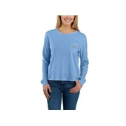 Carhartt Loose Fit Lightweight Long Sleeve Crew Neck Pocket T-Shirt (Womens, Skystone, 2XL (Reg), One Size)