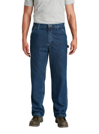 CARHARTT Dungaree Work Pants: Men's, Work Pants, ( 40 in x 30 in ), Blue,  Cotton, Buttons, Zipper