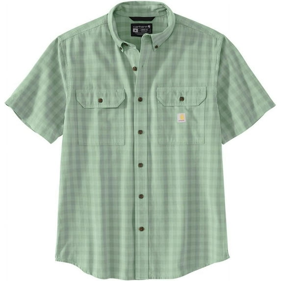 Carhartt Men's 105702 Loose Fit Midweight Short-Sleeve Plaid Shirt - Large - Jade