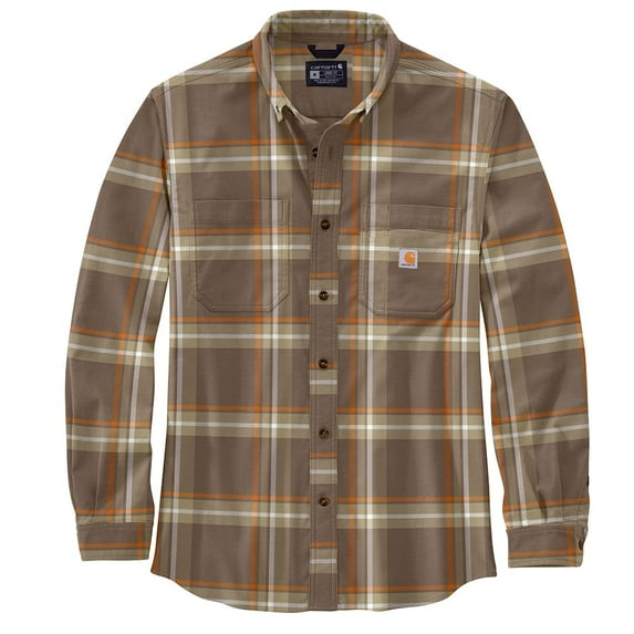 Carhartt Men's 105945 Rugged Flex� Relaxed Fit Midweight Flannel Long-S - 2X-Large Regular - Chestnut