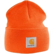 Men's Acrylic Knit Beanie Hat, Bright Orange, Winter Ski Hat