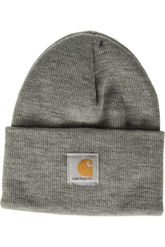 Mens Knit Cuffed Beanie, Heather Grey, One Size