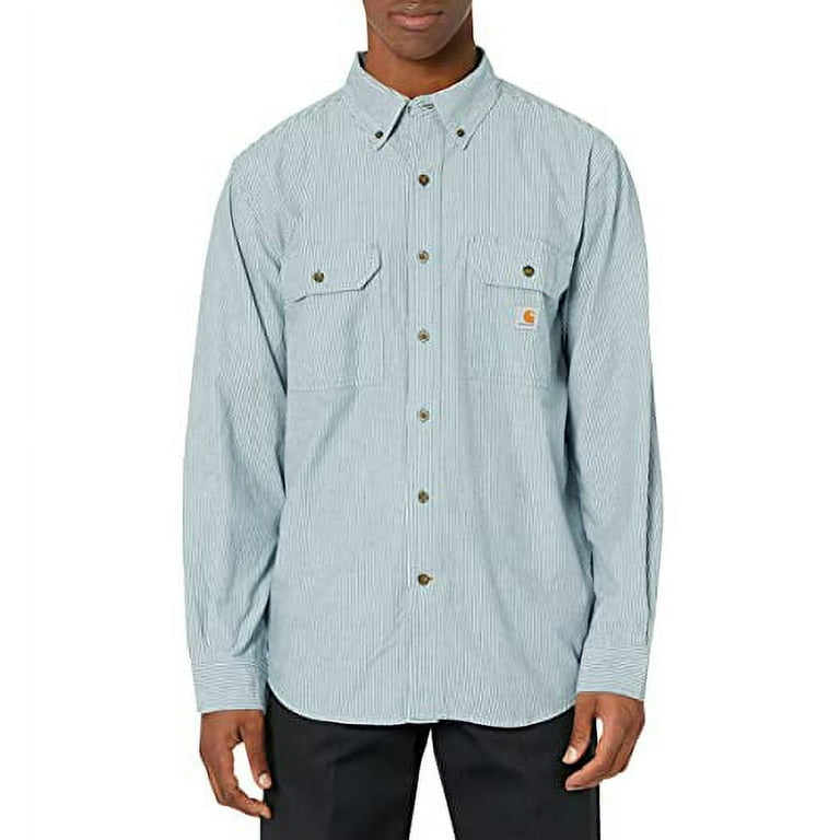 (取寄) カーハート メンズ ルーズ フィット ミッドウエイト シャンブレー ロング スリーブ シャツ Carhartt men Loose Fit Midweight Chambray Long Sleeve Shirt Dark Tan Chambray Carhartt Men's Big & Tall Loose Fit Midweight Chambray Long-Sleeve