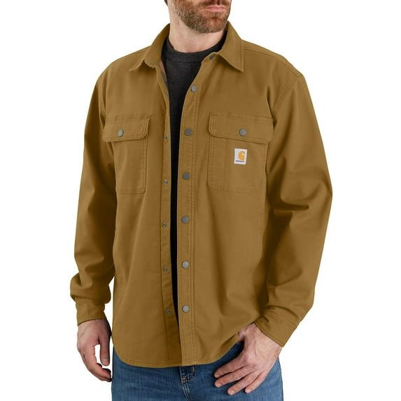 Carhartt Men's Canvas Fleece Lined Shirt Jacket (Oak Brown, M)