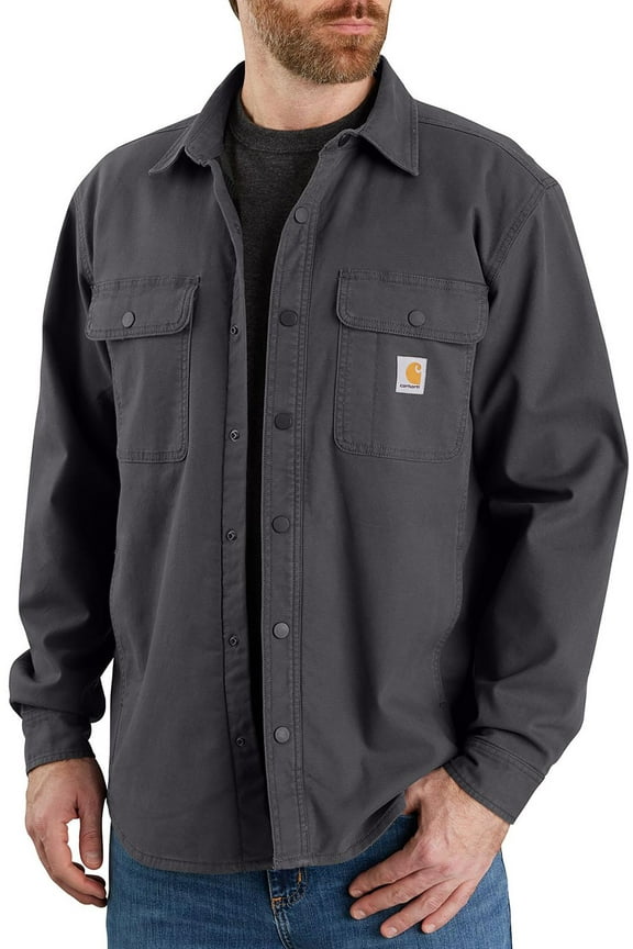Men's Canvas Fleece Lined Shirt Jacket (Shadow, S)