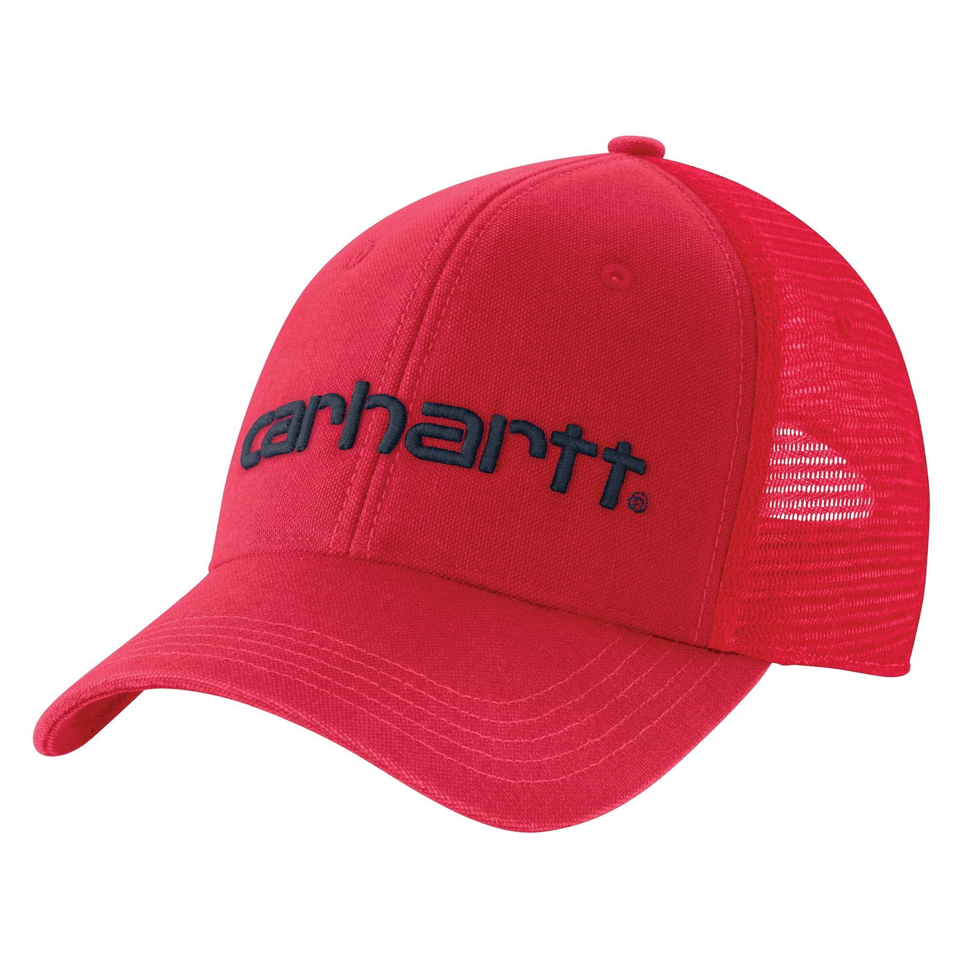 キャップ Carhartt Canvas Hat With Logo Red Carhartt Men's Canvas Mesh-Back Logo Graphic Cap, Fire Red
