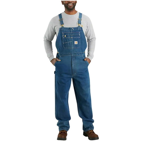 Carhartt Men's Darkstone Loose Fit Denim Bib Overalls Blue 38W x 30L US