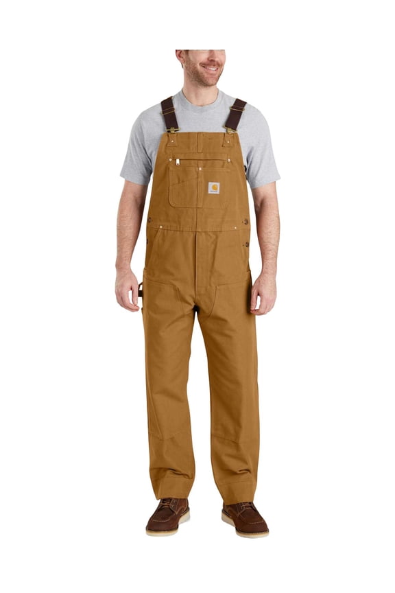Men's Duck Bib Work Overalls Brown 34W x 28L  US