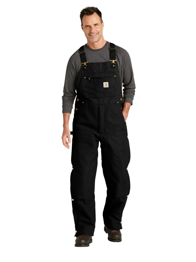 Carhartt Men's Firm Duck Insulated Bib Work Overalls Tall Black