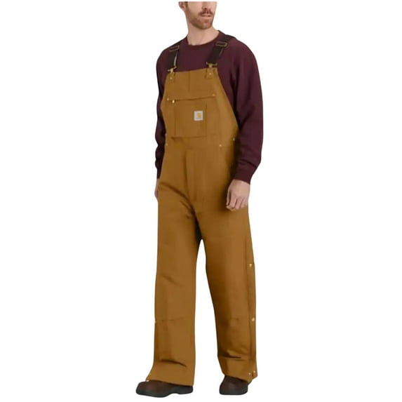 Carhartt Men's Firm Duck Insulated Bib Work Overalls Tall Brown 4XL SHT US