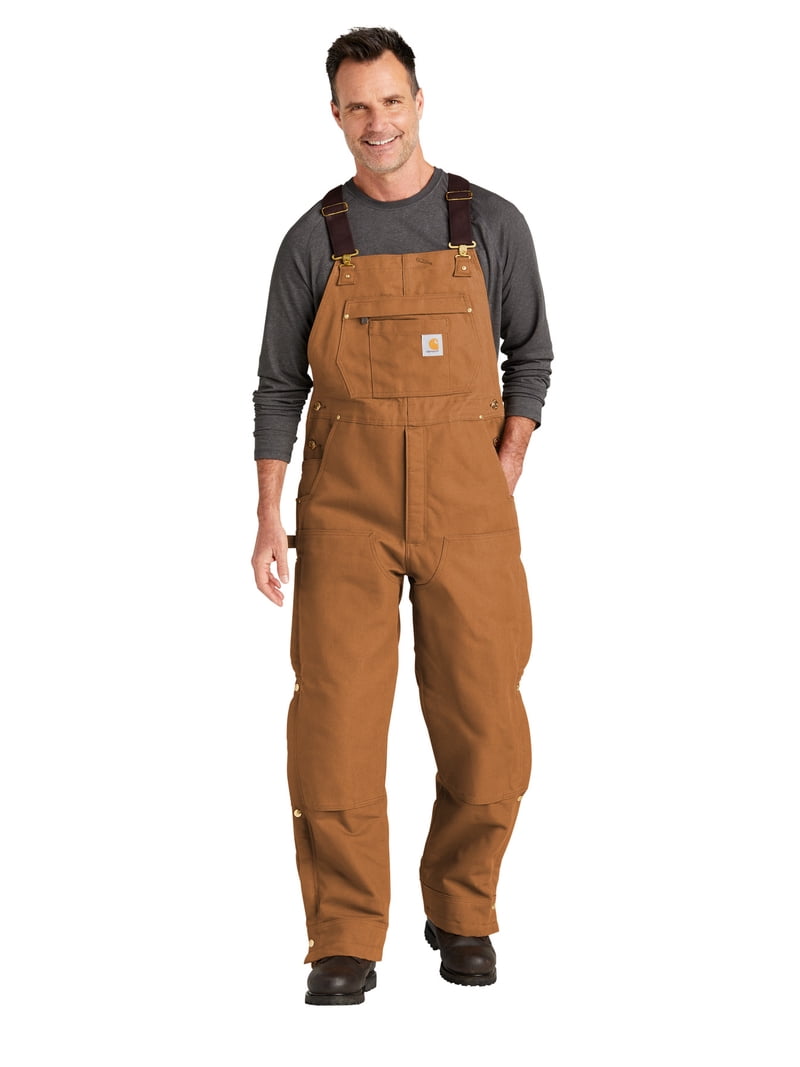Carhartt Men's Firm Duck Insulated Bib Work Overalls Tall Brown L