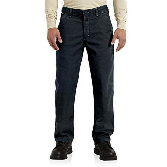 Carhartt Men's Flame Resistant Washed Duck Work Dungaree,Dark Navy,36 x 34