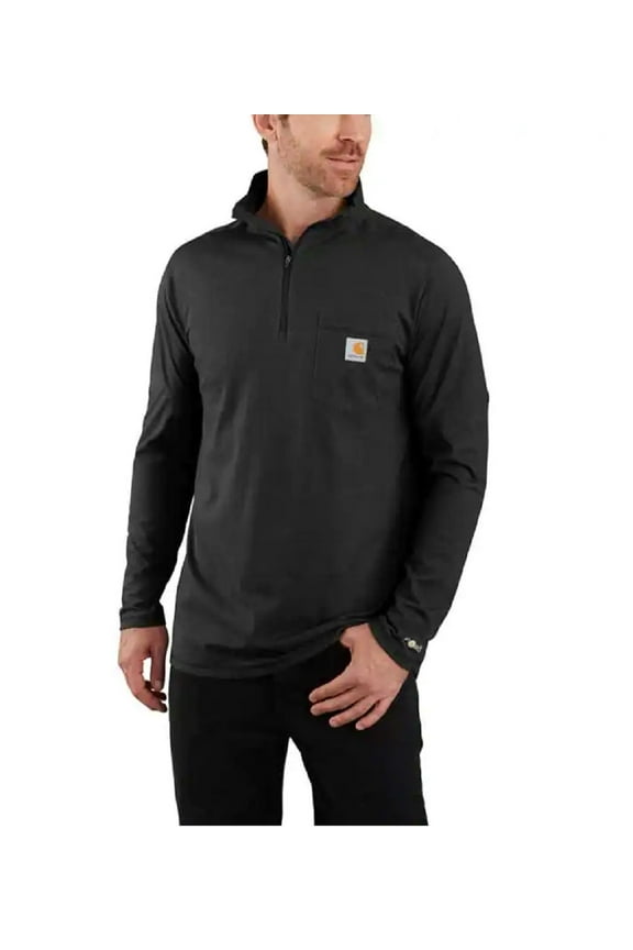 Men's Force Relaxed-Fit Midweight LS 1/4 Zip Pocket T-Shirt