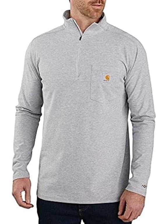 Men's Force Relaxed-Fit Midweight LS 1/4 Zip Pocket T-Shirt