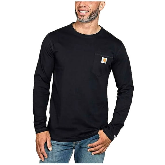 Carhartt Men's Force Relaxed Fit Midweight Long-Sleeve Pocket T-Shirt, Black, Large