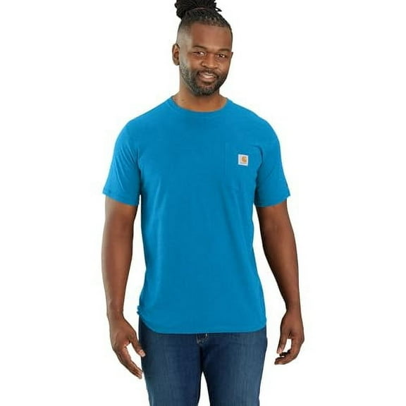Carhartt Men's Force Relaxed Fit Midweight Short-Sleeve Pocket T-Shirt, Engineer Blue Heather, Small
