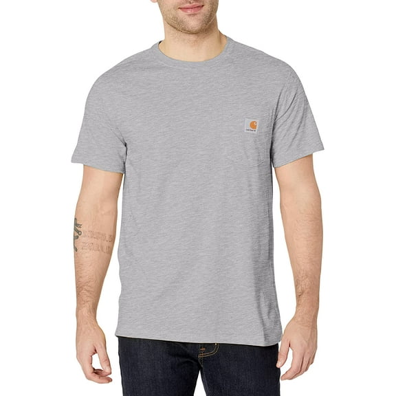 Carhartt Men's Force Relaxed Midweight Logo Pocket Work T-Shirt Silver 2X