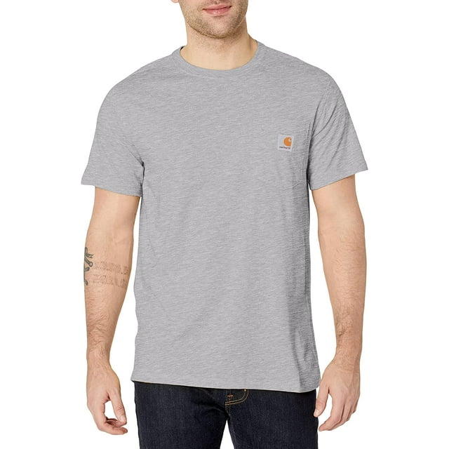 Carhartt Men's Force Relaxed Midweight Logo Pocket Work T-Shirt Silver ...