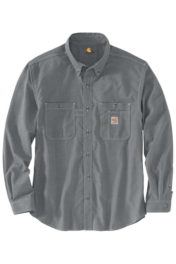 Men's Fr Force Lightweight Performance Woven Long Sleeve Work Shirt Big Grey 3X