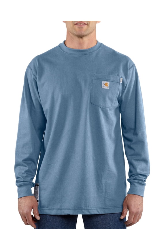 Men's Fr Long Sleeve Pocket Work Shirt Med Blue XX-Large
