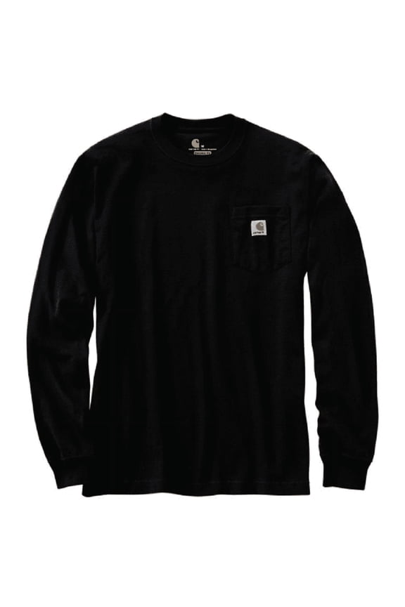 Men's Long-Sleeve Workwear Pocket T-Shirt, Black, Large