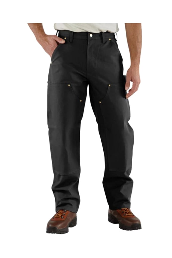 Men's Loose Fit Firm Duck Double-Front Utility Work Pant Black 42W x 30L