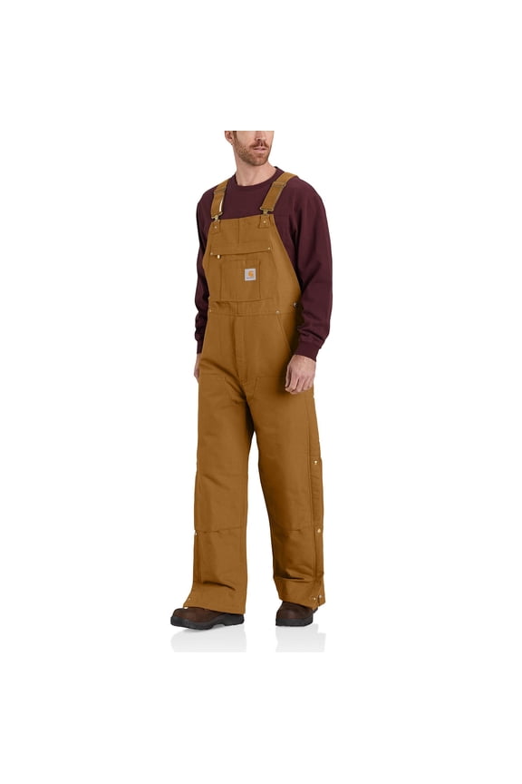 Men's Loose Fit Firm Duck Insulated Bib Overall, Carhartt Brown, X-Large Tall, 106672