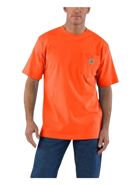 Men's Loose Fit Heavyweight Logo Pocket Work T-Shirt Big Bright Orange 3X