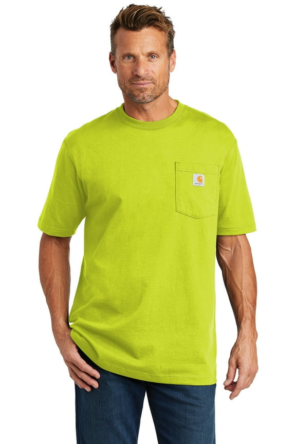 Men's Loose Fit Heavyweight Logo Pocket Work T-Shirt Bright Green Small