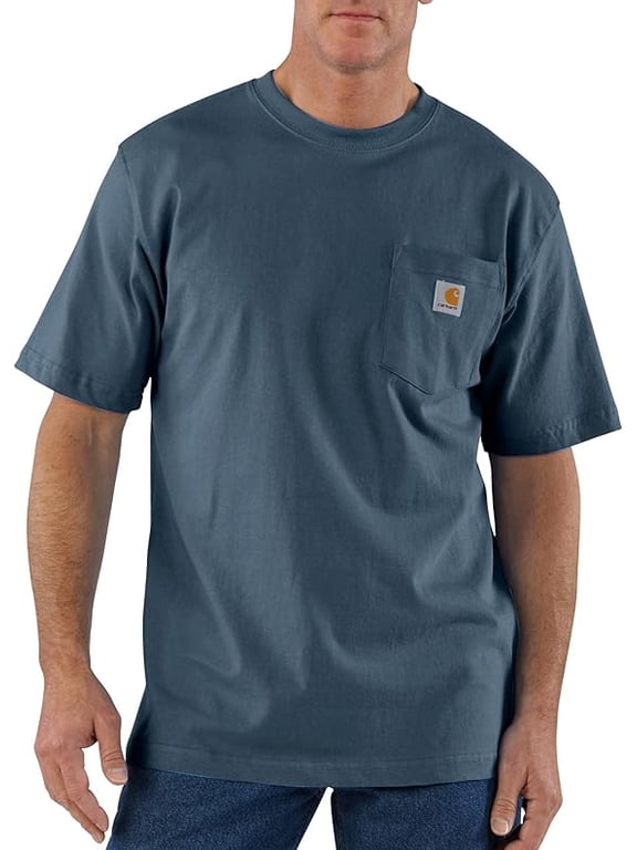 Men's Loose Fit Heavyweight Short-Sleeve Pocket T-Shirt, Bluestone, Size: S-5XL