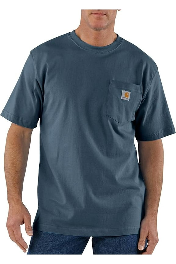 Men's Loose Fit Heavyweight Short-Sleeve Pocket T-Shirt, Bluestone, Size: S-5XL